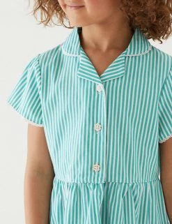 M&S Collection Dresses Girls' Pure Cotton Striped School Dress (2-14 Yrs) -School Uniform Sales Store SD 04 T76 6480 J0 X EC 1