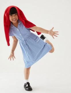 M&S Collection Dresses Girls' Pure Cotton Striped School Dress (2-14 Yrs) -School Uniform Sales Store SD 04 T76 6480 O4 X EC 0