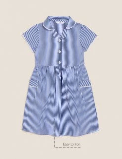 M&S Collection Dresses Girls' Pure Cotton Striped School Dress (2-14 Yrs) -School Uniform Sales Store SD 04 T76 6480 O4 X EC 90