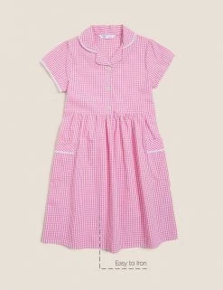 M&S Collection Dresses Girls' Pure Cotton Gingham School Dress (2-14 Yrs) -School Uniform Sales Store SD 04 T76 6481 A0 X EC 90