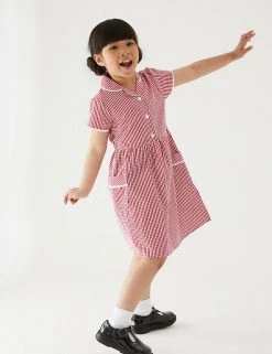 M&S Collection Dresses Girls' Pure Cotton Gingham School Dress (2-14 Yrs) -School Uniform Sales Store SD 04 T76 6481 B0 X EC 0