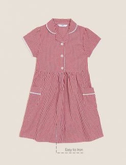 M&S Collection Dresses Girls' Pure Cotton Gingham School Dress (2-14 Yrs) -School Uniform Sales Store SD 04 T76 6481 B0 X EC 90