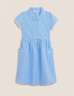 M&S Collection Dresses Girls' Pure Cotton Gingham School Dress (2-14 Yrs) -School Uniform Sales Store SD 04 T76 6481 E1 X EC 90