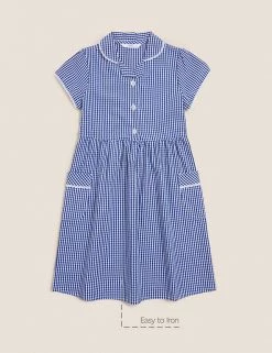 M&S Collection Dresses Girls' Pure Cotton Gingham School Dress (2-14 Yrs) -School Uniform Sales Store SD 04 T76 6481 F0 X EC 90