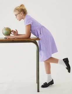 M&S Collection Dresses Girls' Pure Cotton Gingham School Dress (2-14 Yrs) -School Uniform Sales Store SD 04 T76 6481 G0 X EC 0