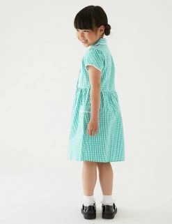 M&S Collection Dresses Girls' Pure Cotton Gingham School Dress (2-14 Yrs) -School Uniform Sales Store SD 04 T76 6481 J0 X EC 2