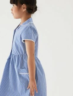 M&S Collection Dresses Girls' Pure Cotton Gingham School Dress (2-14 Yrs) -School Uniform Sales Store SD 04 T76 6481 O4 X EC 1