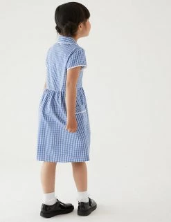 M&S Collection Dresses Girls' Pure Cotton Gingham School Dress (2-14 Yrs) -School Uniform Sales Store SD 04 T76 6481 O4 X EC 2