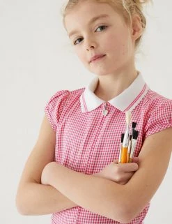 Dresses Girls' Gingham Pleated Zip School Playsuit (2-14 Yrs) -School Uniform Sales Store SD 04 T76 6482 A0 X EC 1