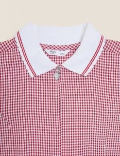 Dresses Girls' Gingham Pleated Zip School Playsuit (2-14 Yrs) -School Uniform Sales Store SD 04 T76 6482 B0 X EC 3