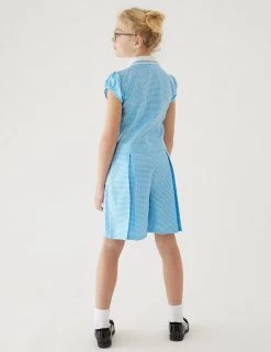 Dresses Girls' Gingham Pleated Zip School Playsuit (2-14 Yrs) -School Uniform Sales Store SD 04 T76 6482 E1 X EC 2