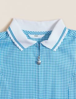 Dresses Girls' Gingham Pleated Zip School Playsuit (2-14 Yrs) -School Uniform Sales Store SD 04 T76 6482 E1 X EC 5