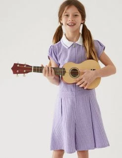 Dresses Girls' Gingham Pleated Zip School Playsuit (2-14 Yrs) -School Uniform Sales Store SD 04 T76 6482 G0 X EC 0