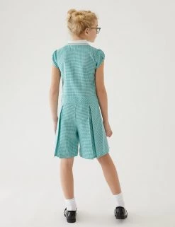 Dresses Girls' Gingham Pleated Zip School Playsuit (2-14 Yrs) -School Uniform Sales Store SD 04 T76 6482 J0 X EC 2
