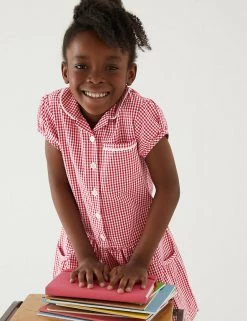 M&S Collection 2pk Girls' Cotton Plus Fit School Dresses -School Uniform Sales Store SD 04 T76 6487P B0 X EC 1