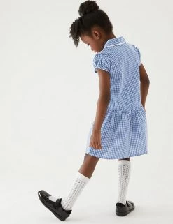 M&S Collection 2pk Girls' Cotton Plus Fit School Dresses -School Uniform Sales Store SD 04 T76 6487P O4 X EC 2