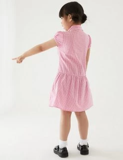 M&S Collection 2pk Girls' Cotton Gingham School Dresses (2-14 Yrs) -School Uniform Sales Store SD 04 T76 6487 A0 X EC 2