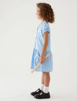 M&S Collection 2pk Girls' Cotton Gingham School Dresses (2-14 Yrs) -School Uniform Sales Store SD 04 T76 6487 E1 X EC 0