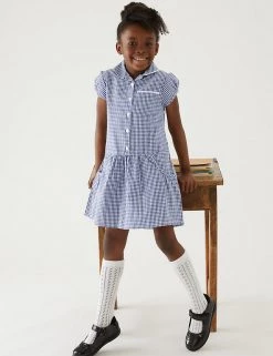 M&S Collection 2pk Girls' Cotton Gingham School Dresses (2-14 Yrs) -School Uniform Sales Store SD 04 T76 6487 F0 X EC 0