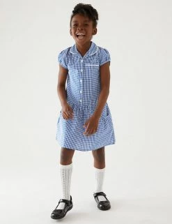M&S Collection 2pk Girls' Cotton Gingham School Dresses (2-14 Yrs) -School Uniform Sales Store SD 04 T76 6487 O4 X EC 0