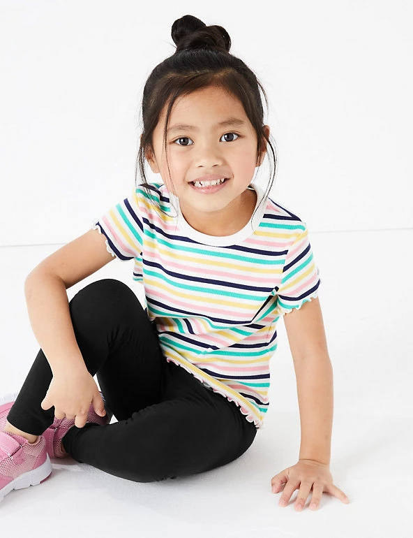 M&S Collection Cotton Rich Plain Leggings (2-7 Yrs) 3 M&S Collection Cotton Rich Plain Leggings (2-7 Yrs)