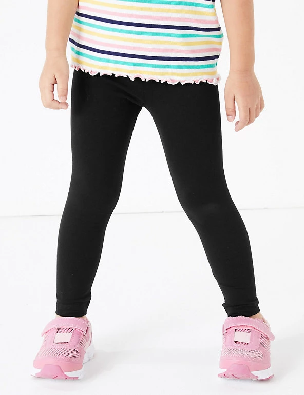 M&S Collection Cotton Rich Plain Leggings (2-7 Yrs) 5 M&S Collection Cotton Rich Plain Leggings (2-7 Yrs) - Image 3