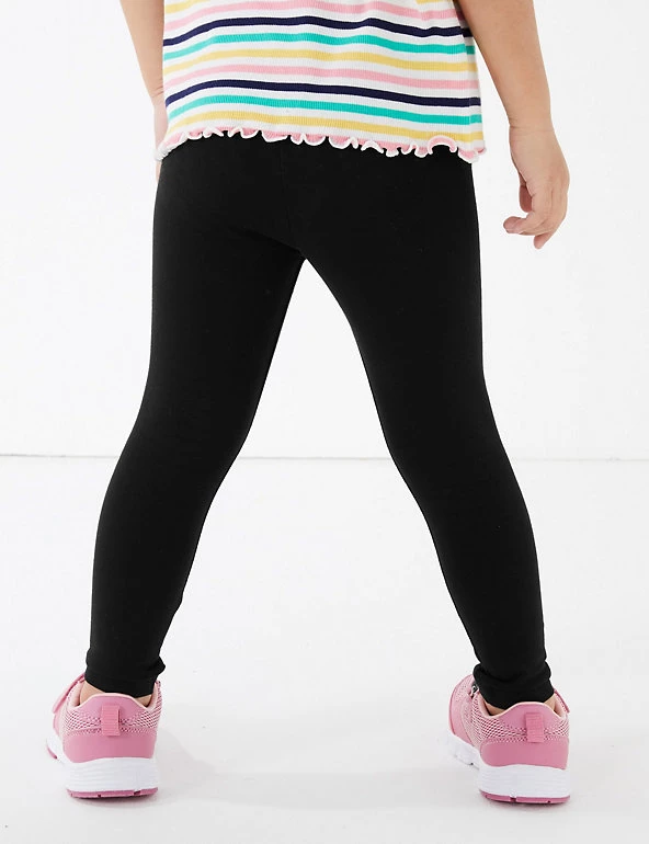 M&S Collection Cotton Rich Plain Leggings (2-7 Yrs) 6 M&S Collection Cotton Rich Plain Leggings (2-7 Yrs) - Image 4