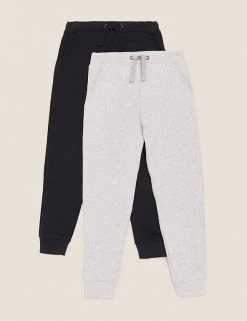 M&S Collection 2pk Cotton Rich Joggers (6-16 Yrs)
