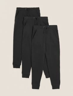 M&S Collection 3pk Cotton Rich Joggers (6-16 Yrs)