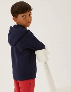 M&S Collection Jumpers Cotton Rich Plain Hoodie (2-7 Yrs) -School Uniform Sales Store SD 04 T88 4500B F0 X EC 2