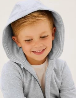 M&S Collection Jumpers Cotton Rich Plain Hoodie (2-7 Yrs) -School Uniform Sales Store SD 04 T88 4500B T0 X EC 1