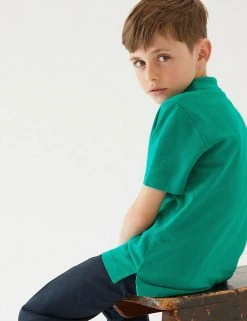 M&S Collection Polo-shirts Unisex Pure Cotton Polo Shirt (2-16 Yrs) -School Uniform Sales Store SD 04 T93 1782 XS X EC 4