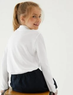 M&S Collection Offers School Girls' Pure Cotton Polo Shirt (2-18 Yrs) -School Uniform Sales Store SD 04 T93 1784 Z0 X EC 1