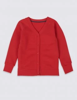 M&S Collection Cardigans Cotton Sweat School Cardigan With StayNEW™ (2-16 Yrs) -School Uniform Sales Store SD 04 T93 1813 B0 X EC 90
