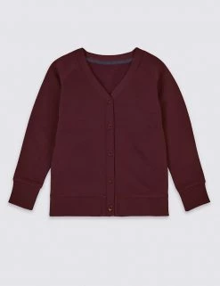 M&S Collection Cardigans Cotton Sweat School Cardigan With StayNEW™ (2-16 Yrs) -School Uniform Sales Store SD 04 T93 1813 XM X EC 90