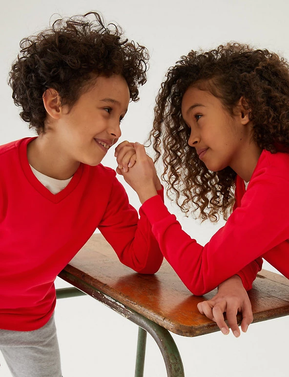 M&S Collection Jumpers Cotton Unisex V-Neck Sweatshirt (2-16 Yrs) 8 M&S Collection Jumpers Cotton Unisex V-Neck Sweatshirt (2-16 Yrs) - Image 6