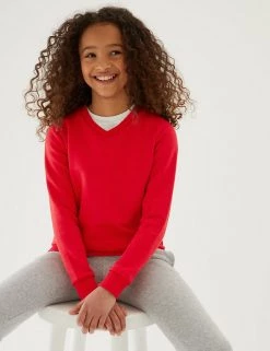 M&S Collection Jumpers Cotton Unisex V-Neck Sweatshirt (2-16 Yrs) 34 M&S Collection Jumpers Cotton Unisex V-Neck Sweatshirt (2-16 Yrs) -School Uniform Sales Store SD 04 T93 2275 B0 X EC 1