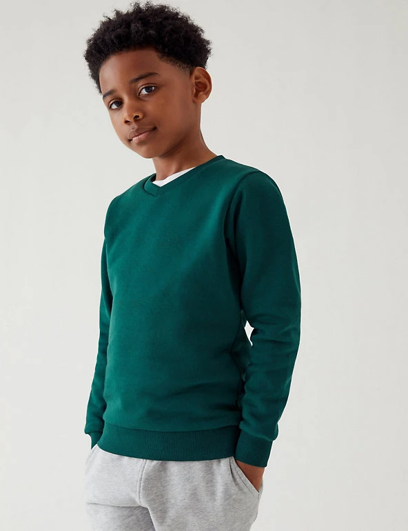 M&S Collection Jumpers Cotton Unisex V-Neck Sweatshirt (2-16 Yrs) 26 M&S Collection Jumpers Cotton Unisex V-Neck Sweatshirt (2-16 Yrs) - Image 24