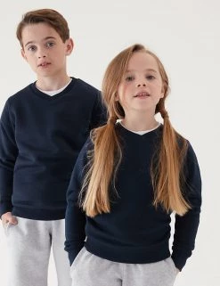 M&S Collection Jumpers Cotton Unisex V-Neck Sweatshirt (2-16 Yrs) 42 M&S Collection Jumpers Cotton Unisex V-Neck Sweatshirt (2-16 Yrs) -School Uniform Sales Store SD 04 T93 2275 F3 X EC 0
