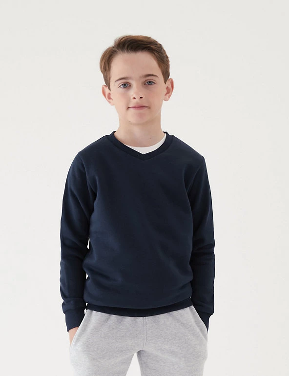 M&S Collection Jumpers Cotton Unisex V-Neck Sweatshirt (2-16 Yrs) 20 M&S Collection Jumpers Cotton Unisex V-Neck Sweatshirt (2-16 Yrs) - Image 18