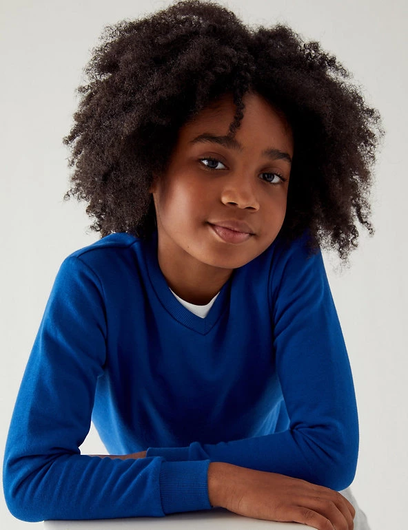 M&S Collection Jumpers Cotton Unisex V-Neck Sweatshirt (2-16 Yrs) 16 M&S Collection Jumpers Cotton Unisex V-Neck Sweatshirt (2-16 Yrs) - Image 14