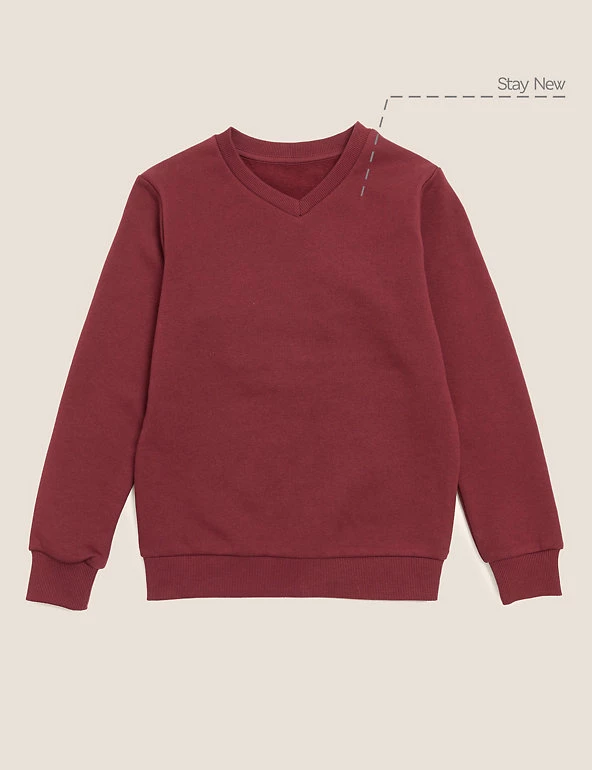 M&S Collection Jumpers Cotton Unisex V-Neck Sweatshirt (2-16 Yrs) 4 M&S Collection Jumpers Cotton Unisex V-Neck Sweatshirt (2-16 Yrs) - Image 2