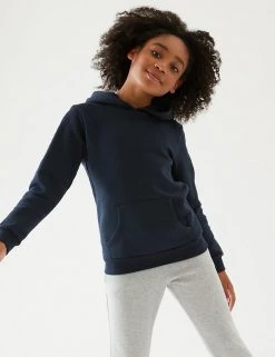 M&S Collection Jumpers Unisex Cotton Hooded Sweatshirt (2-18 Yrs) -School Uniform Sales Store SD 04 T93 2276 F3 X EC 1