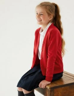 M&S Collection Cardigans Girls' Cotton Regular Fit School Cardigan (2-16 Yrs) -School Uniform Sales Store SD 04 T93 2279 B0 X EC 0