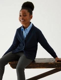 M&S Collection Cardigans Girls' Cotton Regular Fit School Cardigan (2-16 Yrs) -School Uniform Sales Store SD 04 T93 2279 F3 X EC 0