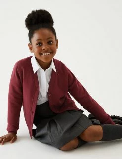 M&S Collection Cardigans Girls' Cotton Regular Fit School Cardigan (2-16 Yrs) -School Uniform Sales Store SD 04 T93 2279 XM X EC 0