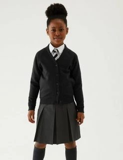 M&S Collection Cardigans Girls' Cotton Regular Fit School Cardigan (2-16 Yrs) -School Uniform Sales Store SD 04 T93 2279 Y0 X EC 0